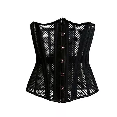 Double Steel Bone Lace Up Mesh Underbust Waist Training Gothic Corset Heavy Duty • £22.99