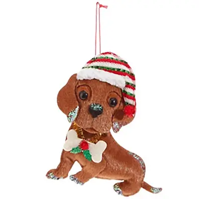 RAZ Imports Dog Christmas Ornament Felt Dachshund In Festive Hat  7  X 6.5  X 1  • $11.99