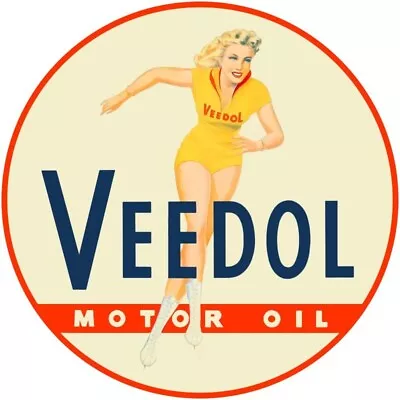 Veedol Motor Oil Ice Skating Theme NEW Metal Sign: 14  Dia. Steel Round Style • $54.88