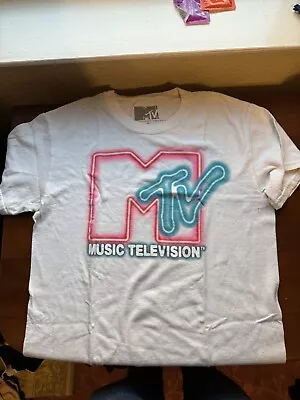 MTV T Shirt  Logo Sz Small Women’s 90s Retro Vintage  White • $15