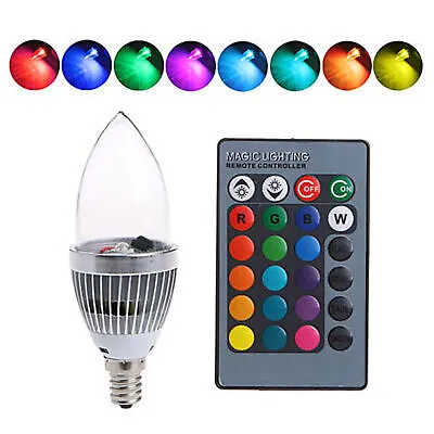 E14/E12 3W RGB LED Color Changing Candle Light Lamp Bulb Remote Control Kit DC • $8.19