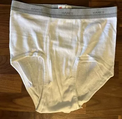 Vintage Underwear Hanes Mens White Brief Size 34 Comfort Blend Gray Band • $15.30