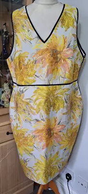 Women's White/gold/orange Floral Tapestry Dress Size 20 Autograph @ M&s Vgc • £9.99