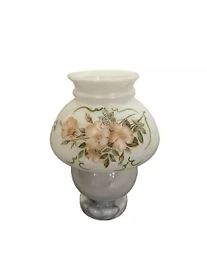 Vintage Marble Base Floral Milk Glass Candle Holder • $9.80