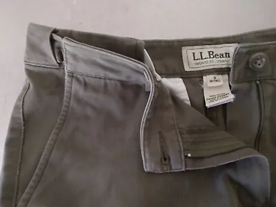 L.L. Bean Pants Womens 6 Tall Olive Green 100% Cotton Khakis (maternity Waist) • £12.30
