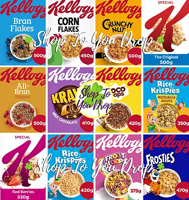 KELLOGGS BREAKFAST CEREAL Cornflakes Special K Bran Cluster Coco Pops Family🥣 • £10.45