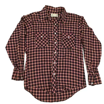 Vintage 70s KMART Flannel TARTAN Plaid Sportsman Lumberjack Shirt M Taiwan RETRO • $34.17