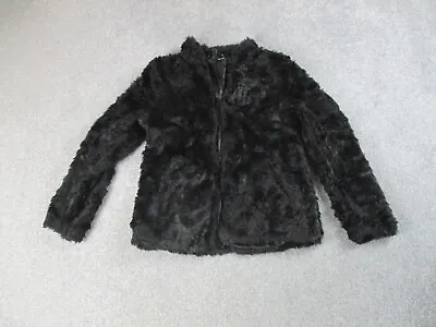 £14.99 • Buy Divided  Coat Womens 12 Black Hook & Eye Faux Fur Outdoor Casual