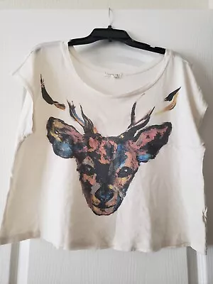 FOREVER 21 I Love H81 Deer Cropped Shirt Size S • $5.99