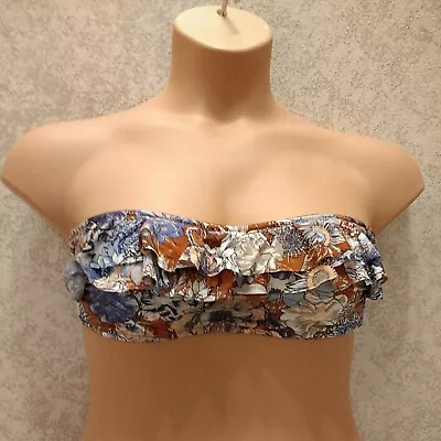 H&M Women's Swim Bikini Top Multicolor Floral Ruffle Strapless. Size Medium (10) • $9