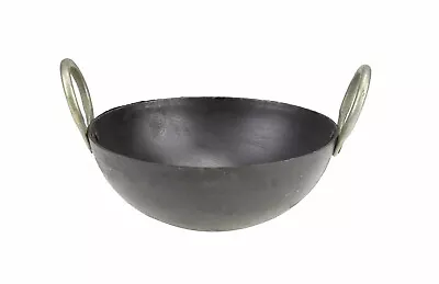 7 -22  Iron Kadai Deep Frying Pan Karahi Wok Balti Dish Cooking Pan With Handle • £11.95