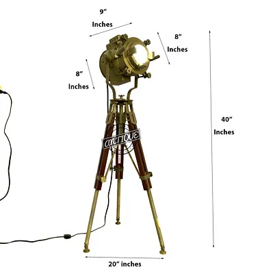 Theater LED Floor Lamp With Wooden Stand Tripod Vintage Searchlight Studio Lamps • $94