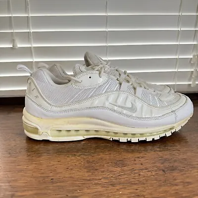 Nike Air Max 98 Triple White Sneakers Shoes Platinum 640744-106 Mens Size 13 • $59.28