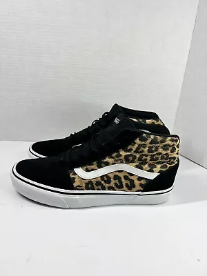 Vans Off The Wall High Top Leopard Cheetah Print Black Suede Womens 11 Shoes • $32.99
