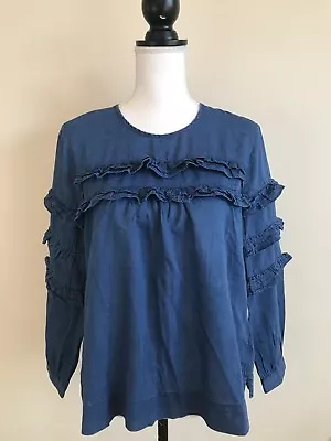 New J. Crew Tiered Top Blouse In Chambray Sz 10 G8757 👍 10 • $24.30