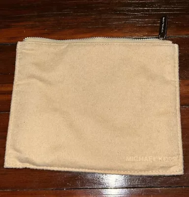 Michael Kors Beauty Travel Makeup Zipper Pouch Tan 7” X 6” -feels Like Suede • $9