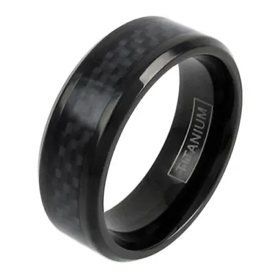 Titanium Men's Carbon Fiber Inlaid Center Band Ring Sizes 8-15 (Choose Color) • $11.95