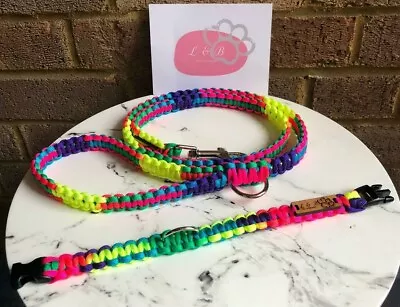 £28 • Buy Handmade Paracord 'Park Wander In Tropical Days' Dog Collar & Lead Set