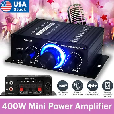 Mini HiFi Digital Stereo Audio 2 Channels Amplifier Power Amp DC 12V FM Car Home • $12.09