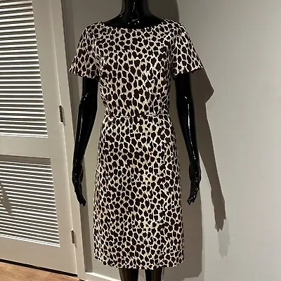 J Crew Leopard Print Sheath Dress 8 Twill Womens Cotton Blend • $29.99