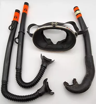 Vintage U.S. Divers Aqua-Lung Mask With 2 Aqua-Lung & 1 Farallon Snorkel • $60