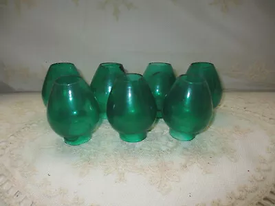 Antique Miniature 2.75  Green Glass Lamp Shades 1.5  Base 1  Top Set Of 7 • $34.95