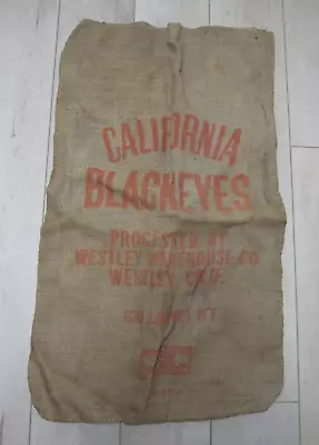 Vtg California Black Eyes Standard Railroad Bean Bag Burlap Sack • $8.95