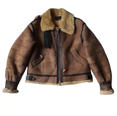 AVIREX B-3 Flight Jacket Boa Men's Size Genuine Leather Brown • $754.99