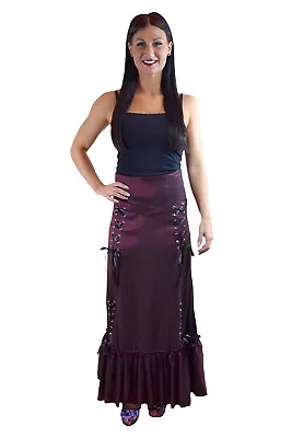 Gothic Victorian Steampunk Burgundy Long Maxi 3-way Corset Gown Skirt  • $50.36