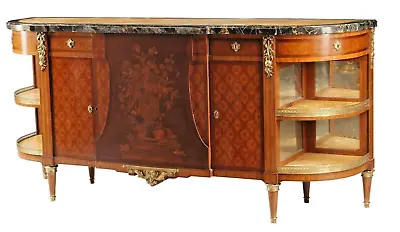 Commode A L'anglaise Sideboard Louis XVI Style Marquetry Marble Top Vintage! • $3848.98