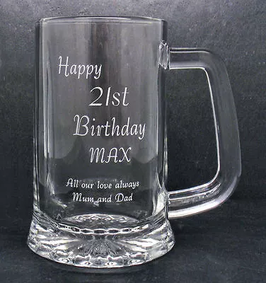 Personalised 1 Pint Glass Tankard Happy 21st Birthday Free Gift Box RH • £14.95