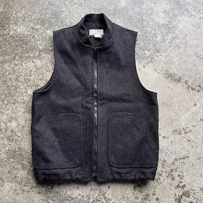 Vintage 90s Filson Mackinaw Wool Vest Liner Mens Size Small Charcoal Zip Up • $129.95