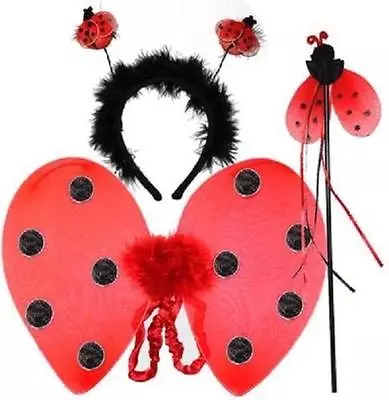 Ladybird Wings Bopper Wand Headband Fancy Dress Set School Insect Book Animal • £6.20