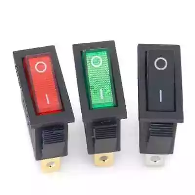 2 Position 3 Pin Rectangular Rocker Switch 250V 16A KCD3 ON OFF RED GREEN BLACK • £2.90