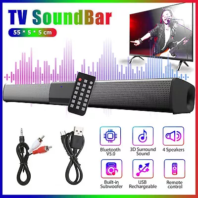 Surround Sound Bar 4 Speaker System Wireless BT Subwoofer TV Home Theater&Remote • $30.99