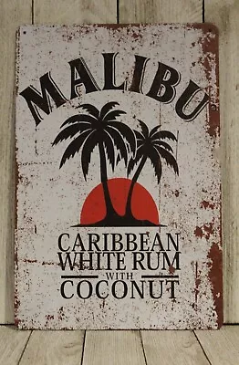 Malibu Tin Metal Sign Coconut Liqueur Rum Bar Liquor Store Vintage Look Xz • $10.97