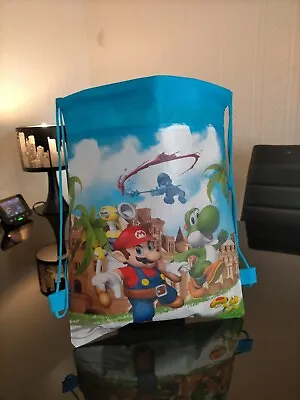 MARIO & Yoshi Kids School Bag Drawstring Bag Birthday Party New • £5.99