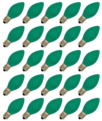 25 Pack C7 LED Green Replacement Light Bulbs For Christmas Strings 0.7W Ceramic • $18.99