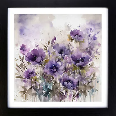 Lavender Flower Abstract Art No.1 Wall Art Print Framed Canvas Picture Poster • £34.95