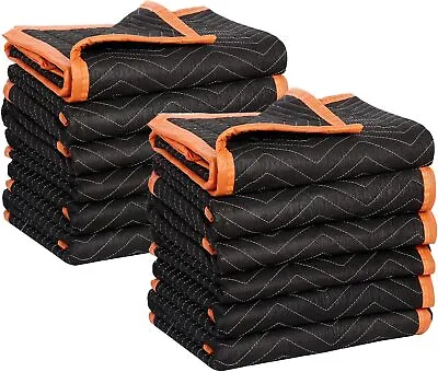 12 Pack Moving Blankets Quilted 40  X 72  Fabric Shipping Furniture Pads Black • $49.58