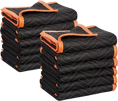 Heavy Duty 12 Pack Moving Blankets Quilted 40 X 72 Shipping Furniture Pads Black • $49.58