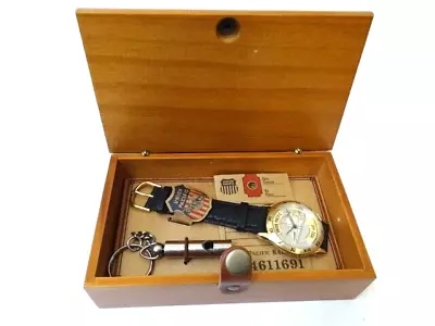 Vintage UNION PACIFIC 1862 Est. Limited Railroad Watch & Whistle In Wood Box NOS • $98.95