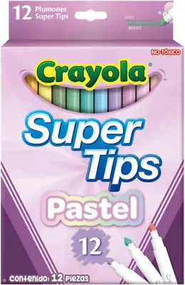 CRAYOLA Pastel SuperTips Washable Markers - Assorted 12 Count (Pack Of 1)  • £9.90