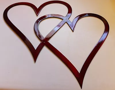 Double Hearts - Metal Wall Art - Metallic Red 12  X 13 1/2   • $24.98