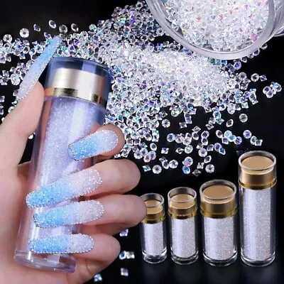 1Bottle Glass AB Crystal Micro Nail Rhinestones DIY 3D Micro Pixie Nails Decor • $31.54