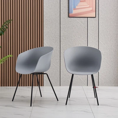 $99.99 • Buy AINPECCA 2x Dining Chairs Armchair PP Or Melange Linen Fabric Seat Metal Legs AU