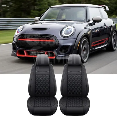 For Mini Cooper 2002-2023 Black Leather Car 2 Front Seat Covers Cushion Full Set • $99.32