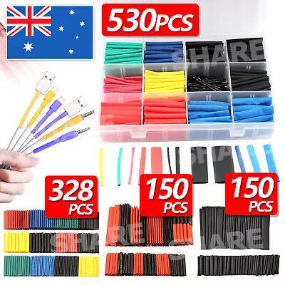 530 Pcs Heat Shrink Tubing Tube Assortment Wire Cable Insulation Sleeving Kit AU • $5.95