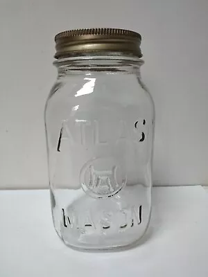 Genuine Vintage Atlas Mason Canning Jar Quart Small Mouth Clear Glass Antique 32 • $29.99