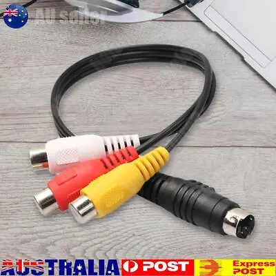 4 Pin S-Video To 3 RCA Adapter Cable Black Connector Cable For Computer Laptop * • $8.39